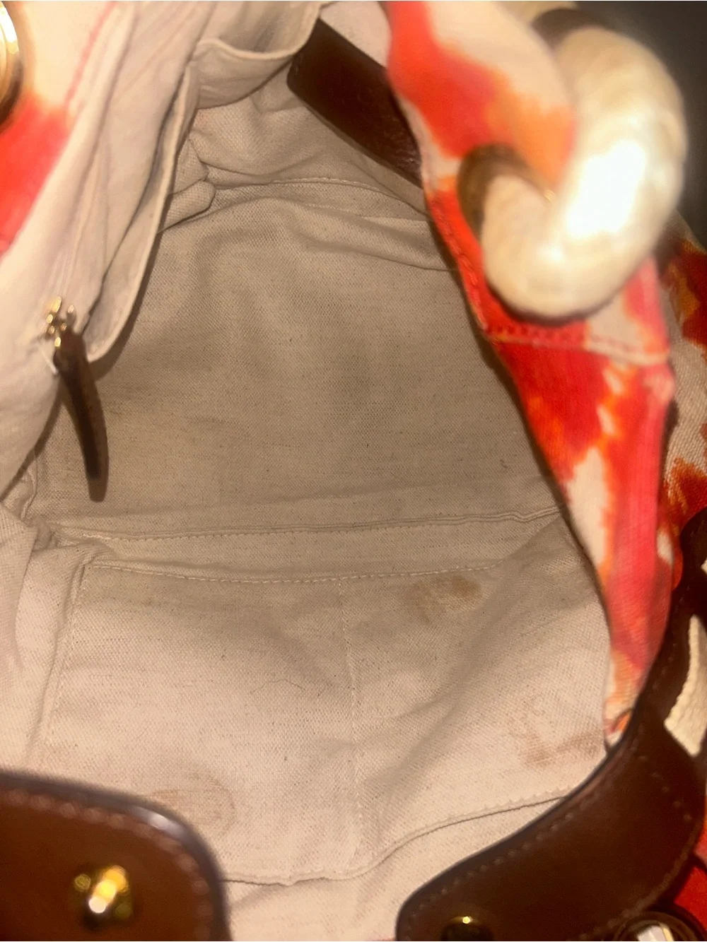 Michael Micheal Kors Red/Orange and Cream Tie-Dye Canvas Shoulder Bag